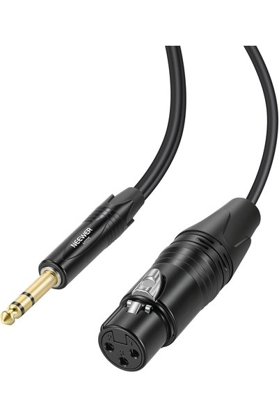 Generic كابل تحويل 3.5 ملم 1/8 بوصة TRS AUX إلى XLR مزدوج، بطول 10 أقدام، موص...