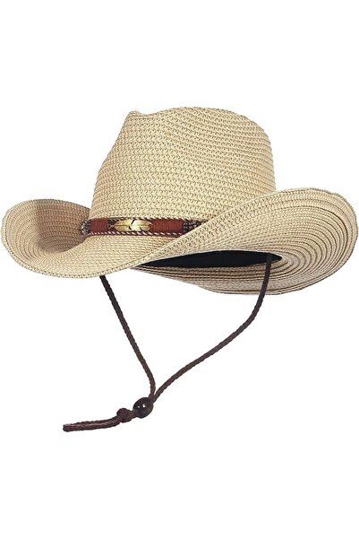 AZONEE Straw Cowboy Hat for Men Womens, Adjustable Wide Brim Straw Summer Cow...