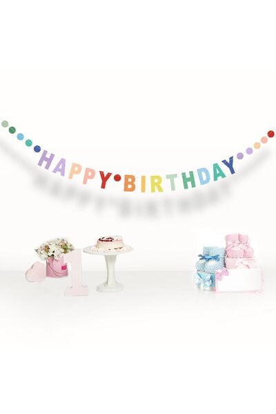 Generic Happy Birthday Banner, Personalized Colorful Gradient Letters Banner,...