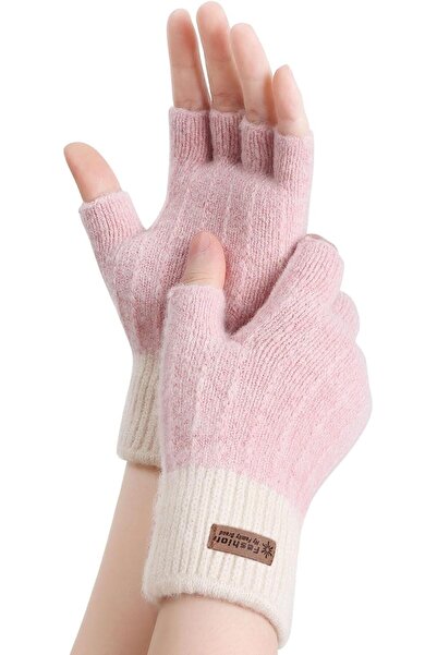 Generic Winter Thermal Glove for Women, Half Finger Glove Knitted Fingerless ...