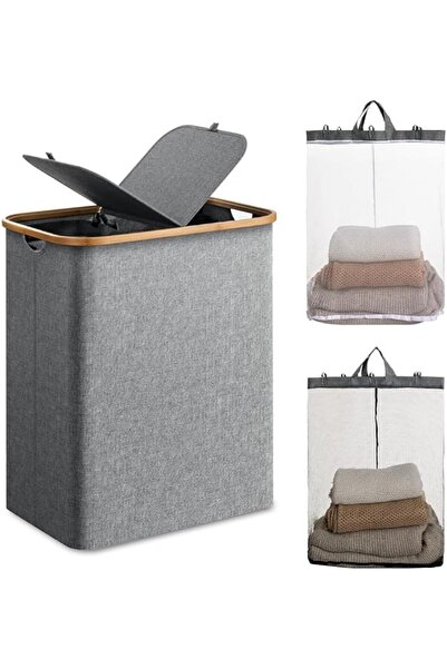 Generic 150L Laundry Hamper with Lid, Foldable Large Landury Basket with Bamb...