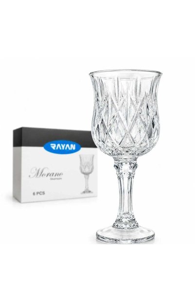 Rayan Set de 6 pahare cu picior din sticlă, 16 cm, Morano 180 ml
