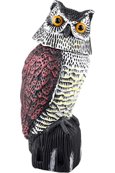 Generic Realistic Owl Decoy with Rotating Head for Garden Protection
