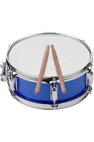 Generic 12inch Snare Drum with Drumsticks, Shoulder Strap, Drum Key - Blue