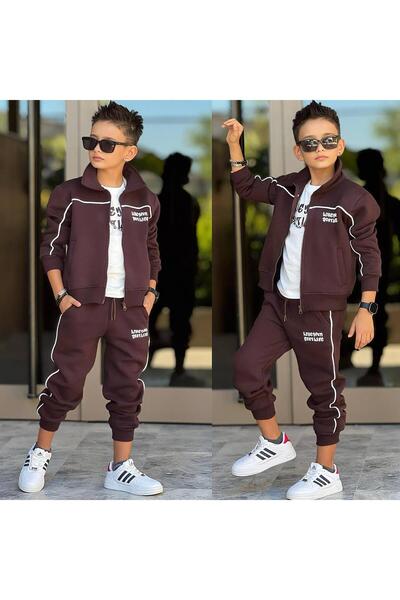 aykidsclup Boys' 3-Piece Hooded 3-Yarn Tracksuit Set – Zip-Up Jacket, T-Shirt...