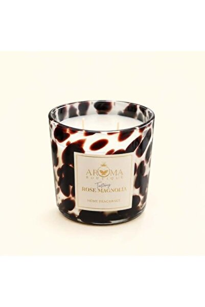 Aroma Luxury Scented Candle - Rose Magnolia from Boutique | Glass Jar with Le...