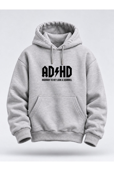 North Whiskers هودي للجنسين مطبوع عليه ADHD باللون الرمادي المخلوط