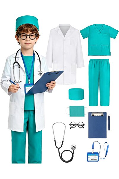 Generic Doctor Costume for Kids,9pcs Toddler Medical Dress up Outfit with Rea...
