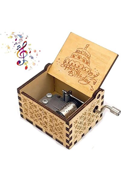 Generic صندوق موسيقى خشبي يدوي التشغيل بتصميم عيد ميلاد سعيد، يعزف أغاني عيد ...