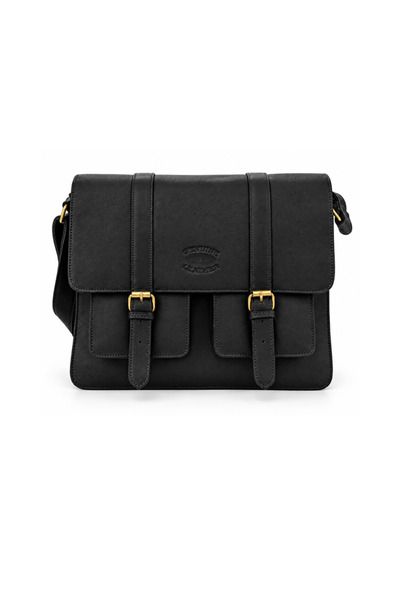 GENUINE LEATHER شنطة كتف رجالية جلدية أنيقة – حقيبة Messenger عملية بجيوب أما...