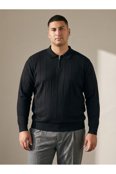 Maccali Men's Knitwear Loose Black Plus Size Sweatshirt