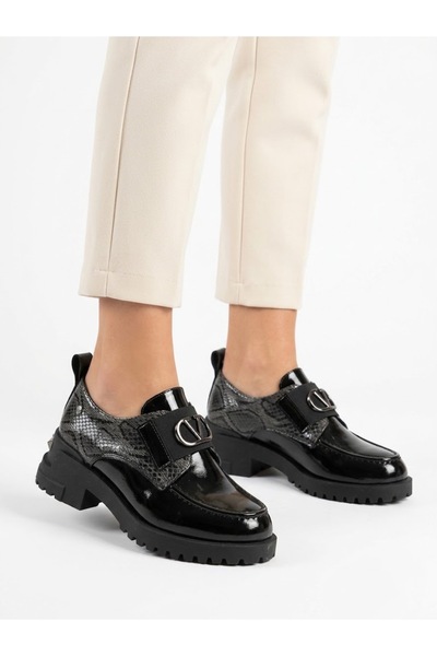 Mammamia Pantofi casual de damă, din piele naturală, neagră, cu talpă ortopedică, sezon nou