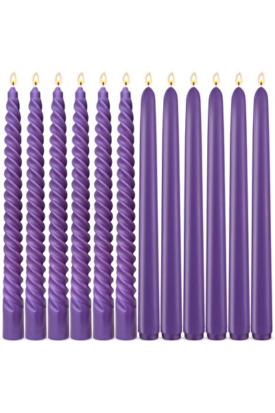 Generic 16 Pcs Candles Set, 12 Inch Unscented Tapered & Spiral Candles