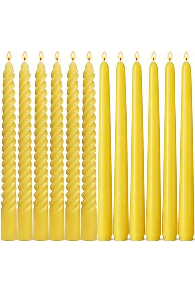 Generic 16 Pcs Candles Set, 12 Inch Unscented Tapered & Spiral Candles