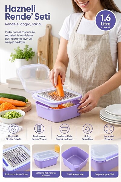 safestore Grater Set with Container 1.6 Liters - Lockable Storage Container w...