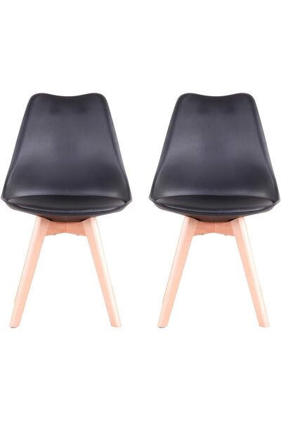Generic Pack of 2 Dining Chairs Nordic Kitchen Chairs with Soft Seat and Soli...