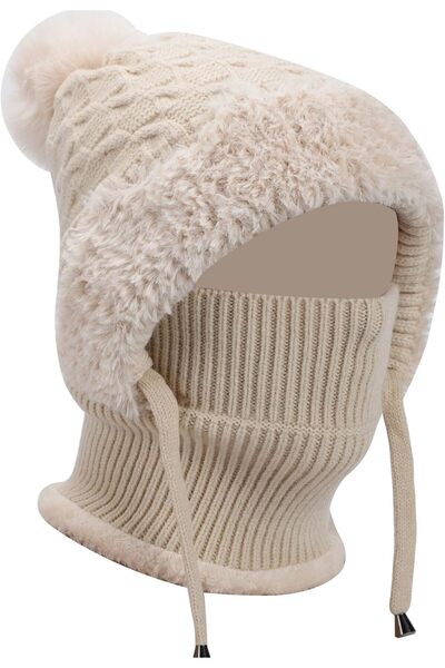 Generic 3-in-1 Fleece Lined Winter Hat for Women - قبعة شتوية 3 في 1 مبطنة با...