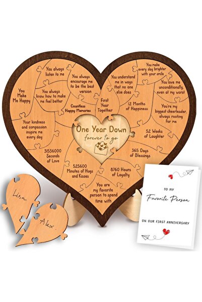 Generic 1 Year Anniversary Wooden Gifts for Him, Boyfriend, Husband & Wife, F...