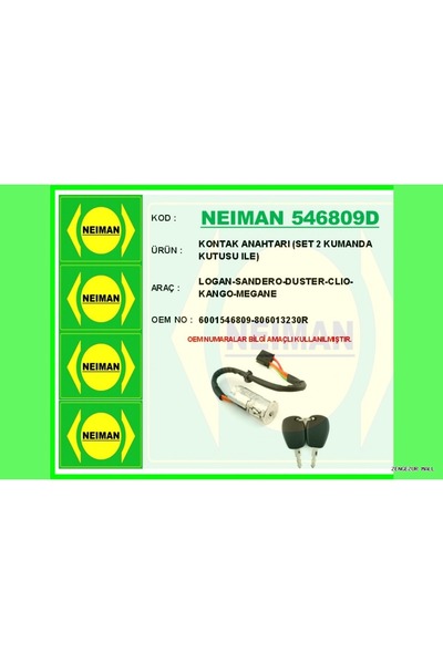BESCHER Zngzrmll Contact Key Logan-Sandero-Duster-Clio-Go-Megane Set with 2 R...