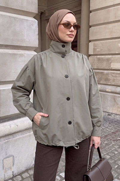 Salih Çelebi Trench cu guler înalt 202708 - KHAKI
