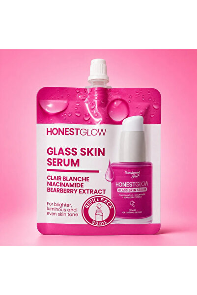 Honest Glow عبوة إعادة تعبئة سيروم البشرة الزجاجية 50 مل - نياسيناميد ومستخلص...