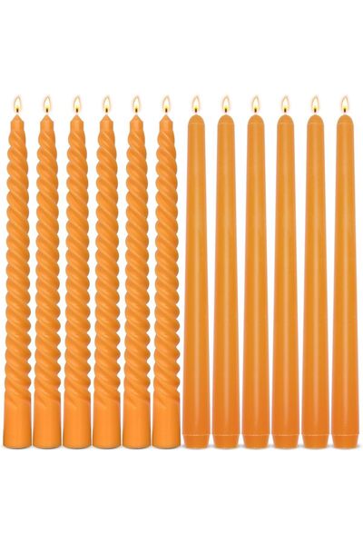 Generic 16 Pcs Candles Set, 12 Inch Unscented Tapered & Spiral Candles