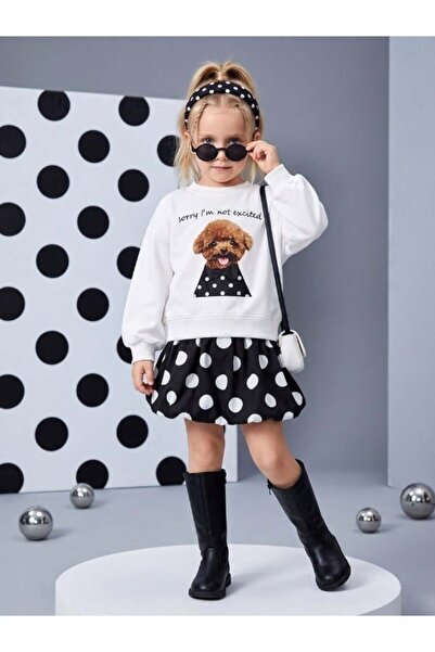 Zekids Κοριτσίστικο φούτερ με στάμπα σκύλου και λεπτομέρειες με γράμματα, με ...
