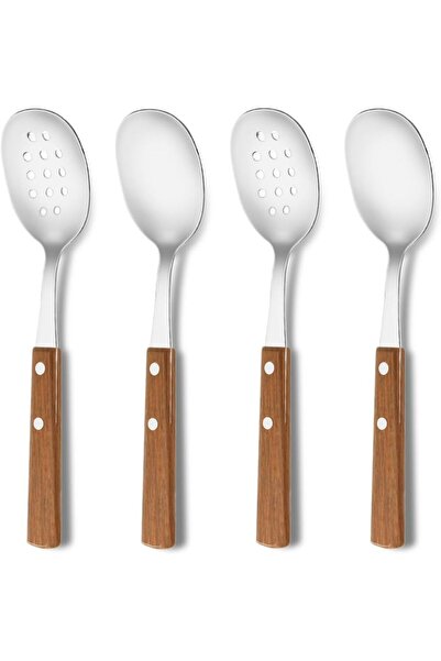 Generic Salad Serving Set, 4 Salad Servers, 2 Pieces Stainless Steel Salad Sp...