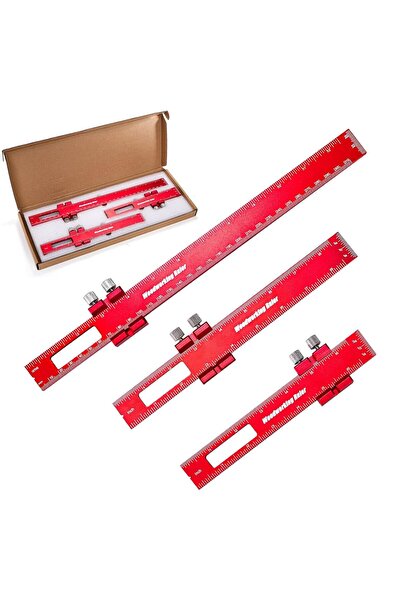 Generic Set of 3 Precision Woodworking Rulers, 6/8/12 Inch T-Type Scribing Ru...