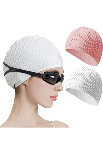Generic 2PCS Silicone Swim Cap, Increase by 20% Comfortable Swimming Cap Idea...