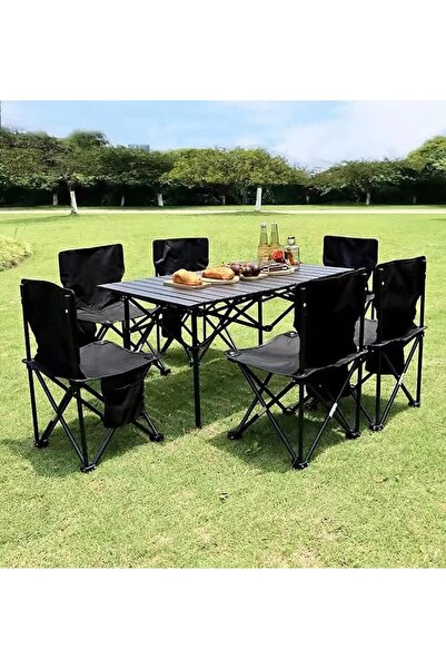 Generic Silk Route Camping Folding Table and 4 Chairs Set, 95 cm × 57 cm × 50...