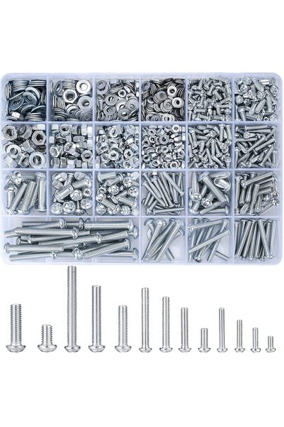 Generic 1080 Pcs Metric Screw and Bolt Assortment Kit with Nuts & Washers - M...