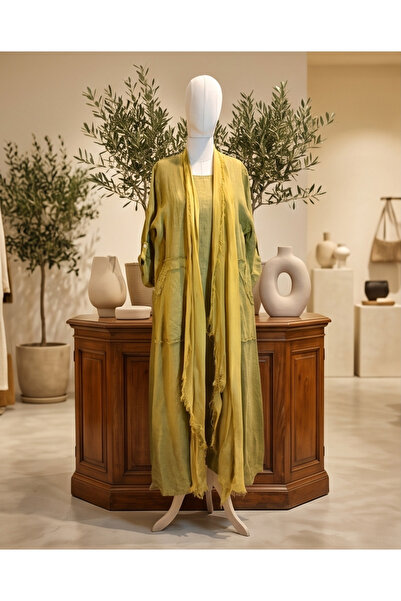 Lino Women's Natural Linen Sleeveless Dress & Silk Blend Tassel Detailed Long...