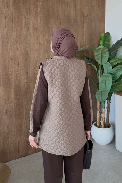 Şule Giyim Quilted 3-Piece Set Brown