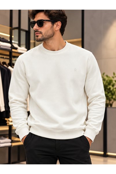 Erkek Bisiklet Yaka Basic Sweatshirt