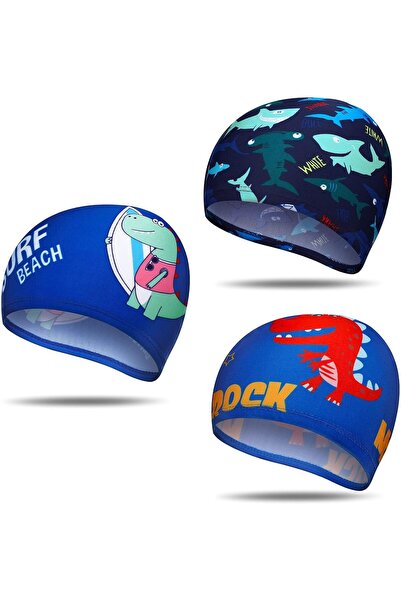 Generic 3 Pcs Kids Swimming Caps Swimming Hat for Boys Girls Aged 2-8 Swim Ca...