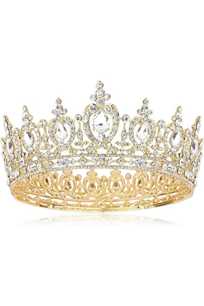 Generic Tiara Crown, Crystal Birthday Queen Baroque Wedding Crown, Gold Cryst...