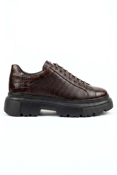 Ahmed Hamdi Bey Valeri Brown Genuine Floater & Crocodile Leather Shoes