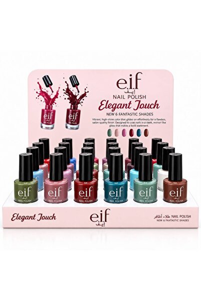 eif بوكس طلاء أظافر e.i.f Elegant Touch – 24 حبة ألوان متنوعة ومميزة بلمعة أن...