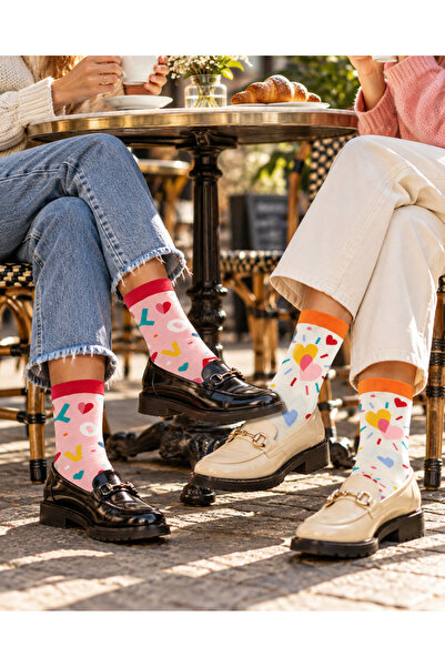 HNSOCKS RENKLİ ÇORAP MAFYASI Heritage Nature Colorful Heart and Love Patterne...