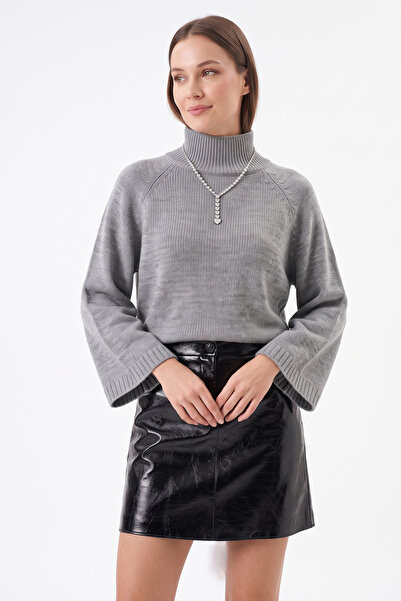 Dik Yaka Oversize Kazak T2607 - GRİ