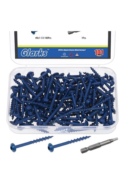 Generic 100 قطعة # 8 × 1 بوصة براغي خشبية ذات ثقوب صغيرة مع طقم رؤوس حفر مربع...