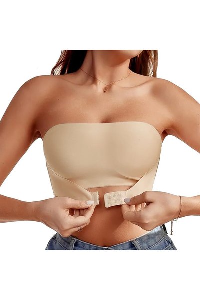 Generic Women's Strapless Bandeau Bra Non Slip Bras Push Up Wireless Padded B...
