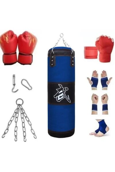Generic 8 In 1 Boxing Bag Set with Chains and Gloves, Fillable Punching Bag f...