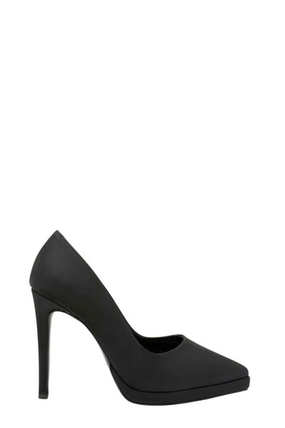 Moulin Shoes Black Satin Platform Heeled Stiletto Women's Shoes (048 260533)
