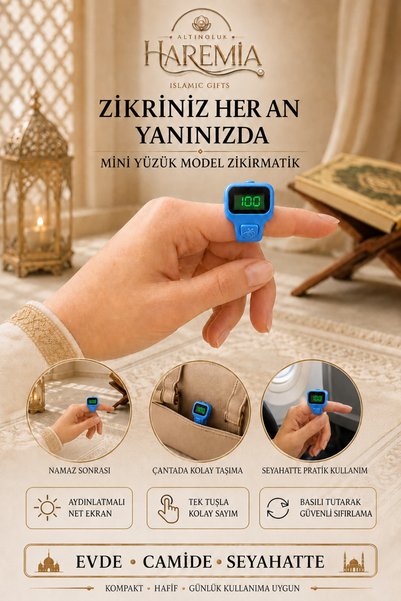 Altınoluk Haremia Mini Ring Model Zikirmatik |   Digital Dhikr Counter Finger Dhikr Matik