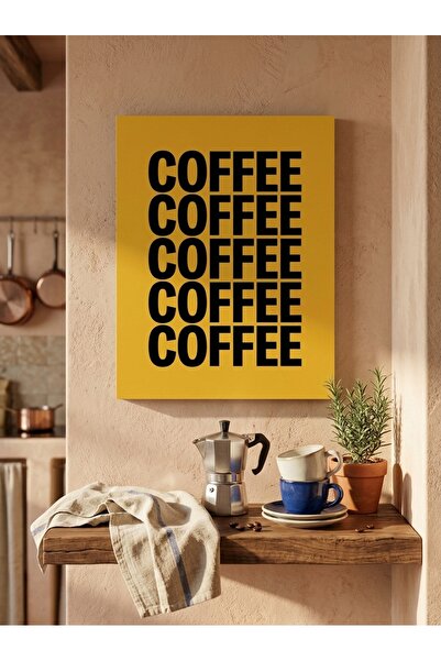 mora store Coffee Yazılı Sarı Pop Art Tablo – Mutfak & Kahve Köşesi Duvar Panosu