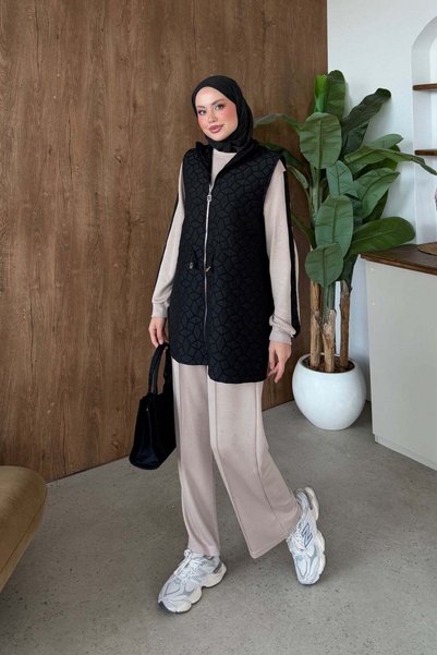 Hazamoda Quilted 3-Piece Set Black