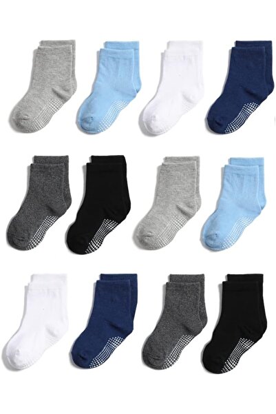 Generic 12 زوجًا من الجوارب المانعة للانزلاق للأطفال - جوارب مضادة للانزلاق ل...