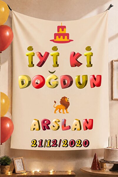 Kişiye Özel Doğum Günü Arka Fon Pankart-Taraftar İyi ki Doğdun-Özel Tasarım Duvar Örtüsü